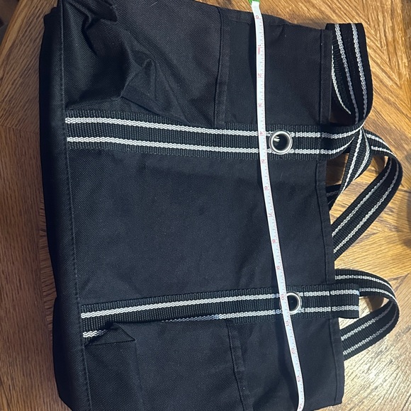 Thirty-One Black Tote with Striped Handles - Picture 8 of 10